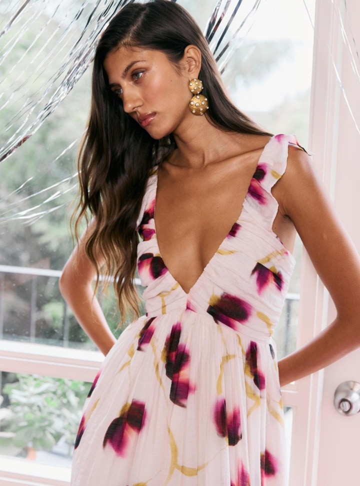 Emery Ruffled Bias Maxi Dress - Floral