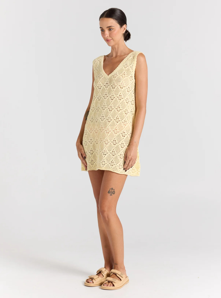Messina V Knit Dress - Lemon