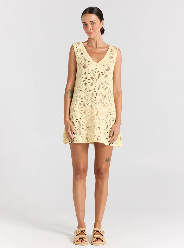 Messina V Knit Dress - Lemon