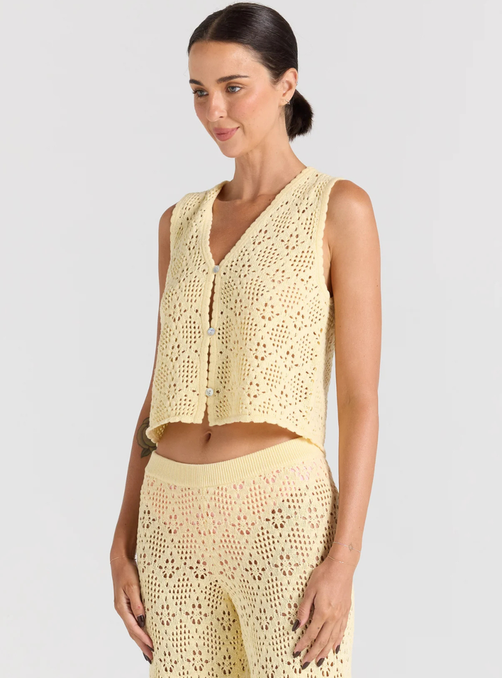 Messina V Knit Top - Lemon