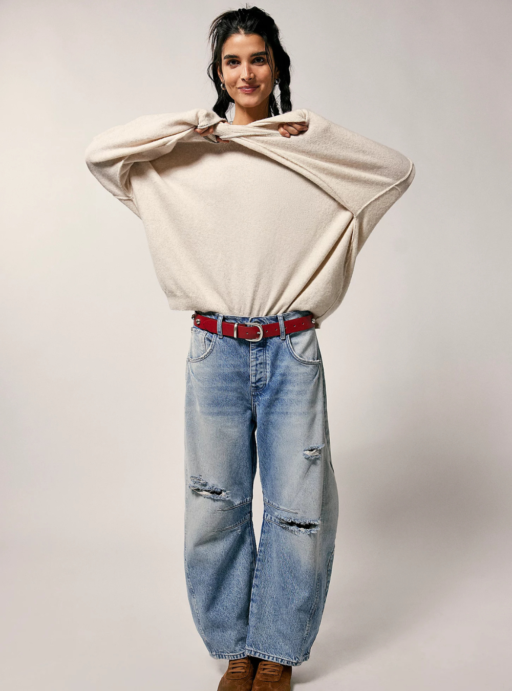 Good Luck Mid Rise Barrel Jeans - Barnyard Blue