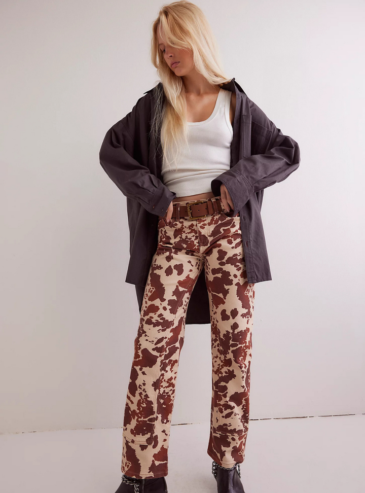 Risk Taker Mid-Rise Printed Jeans - Tea Combo