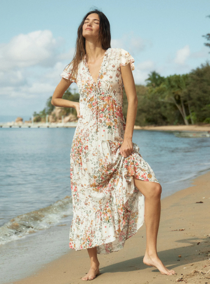 Elke Midi Dress - White Whisper Floral