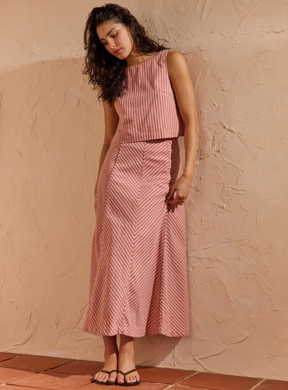 Paloma Low Back Top - Pink Stripe