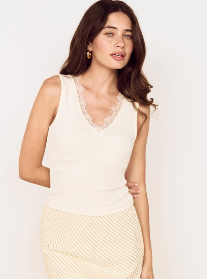 Asa Midi Skirt - Latte Stripe