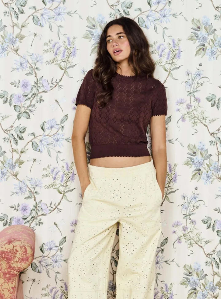 Calla Knit Tee - Chocolate