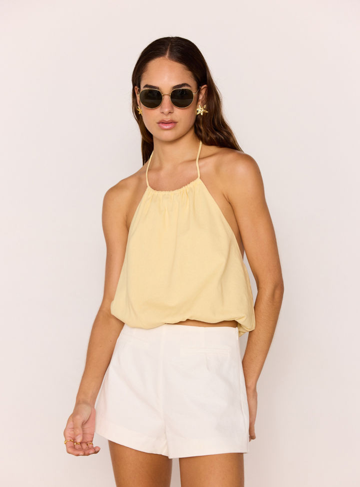 Ciel Halter Bubble Top - Pale Yellow
