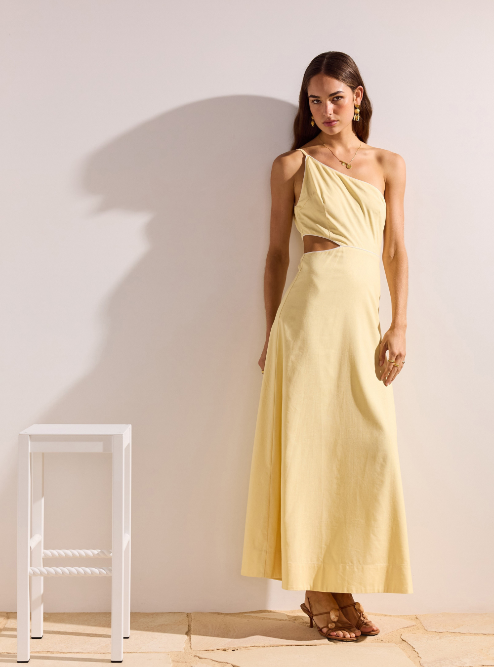 Ciel One Shoulder Maxi Dress - Pale Yellow