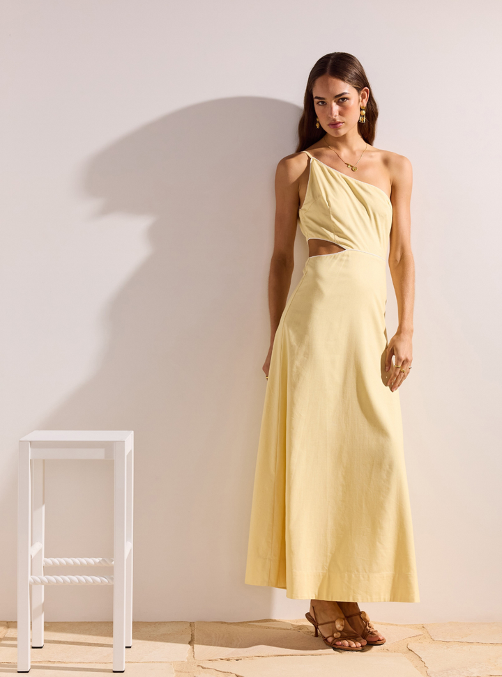 Ciel One Shoulder Maxi Dress - Pale Yellow