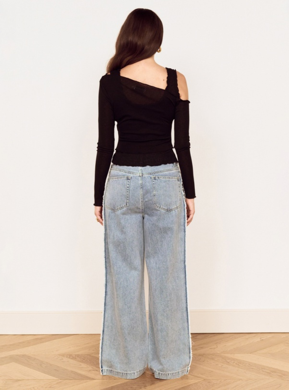 Tate Contrast Denim Jeans - Mid  Blue Denim