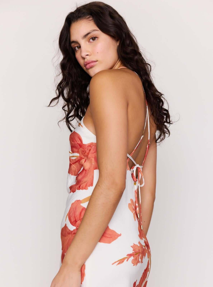 Isla Halter Maxi Dress - Peach Floral