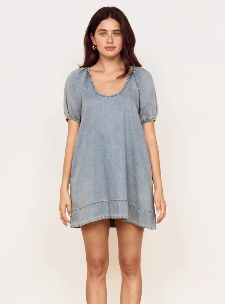Eden Mini Dress - Light Denim Wash