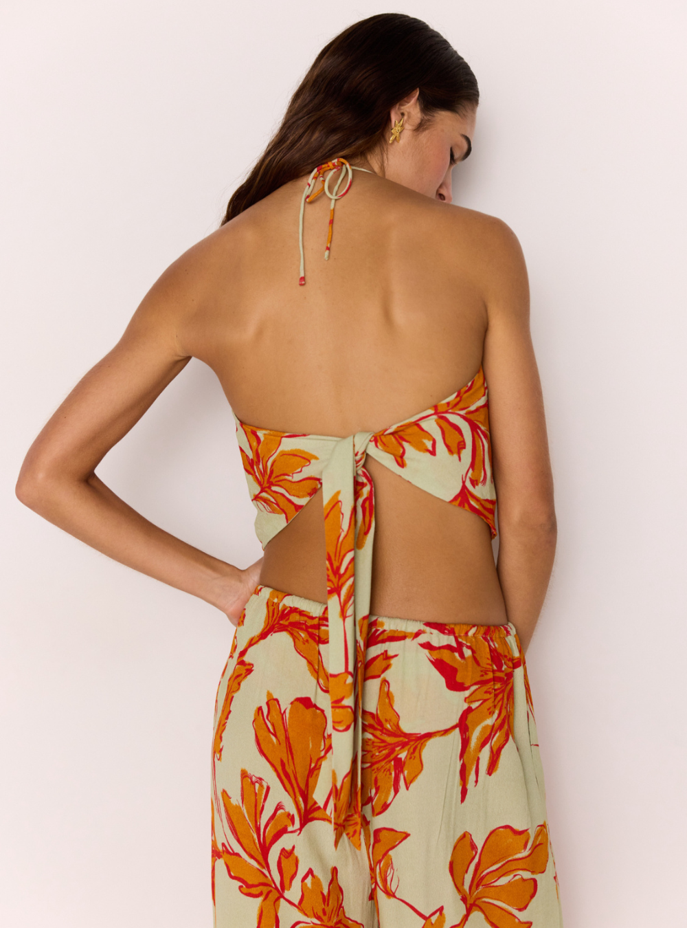 Estelle Cowl Neck Scarf Top - Mint Floral