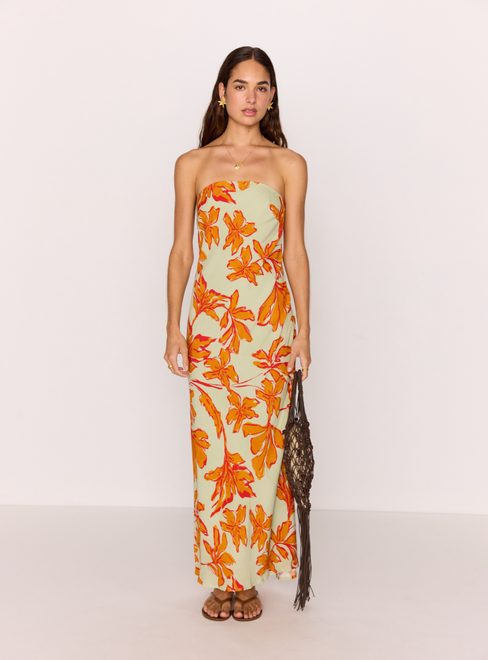 Estelle Strapless Maxi Dress - Mint Floral