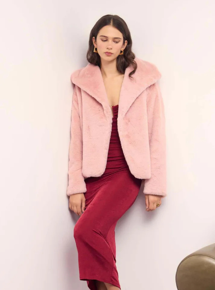 Sigrid Dusty Pink Faux Fur Coat