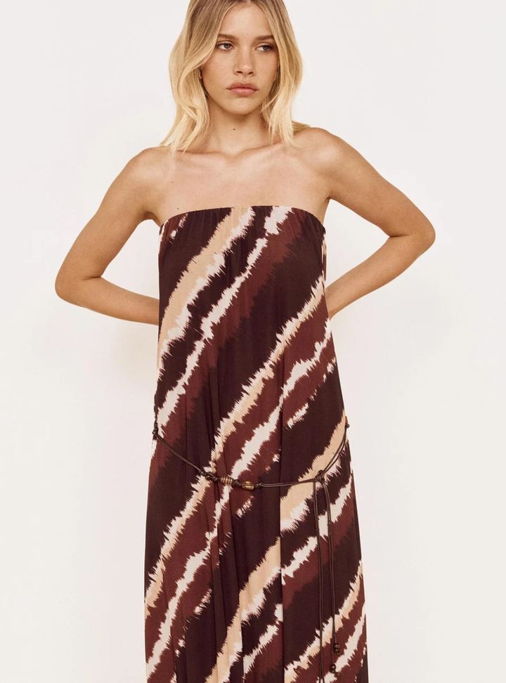 Greta Mesh Midi Dress - Stripe