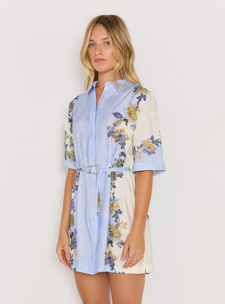 Lucia Shirt Dress - Blue & Cream Floral