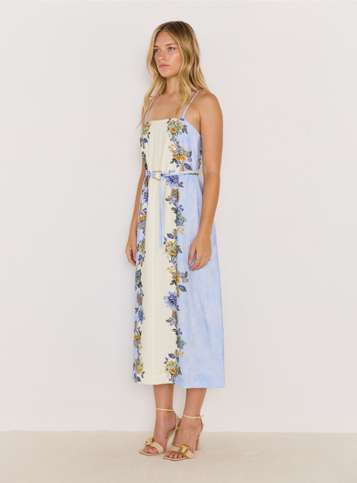 Lucia Midi Dress - Blue & Cream Floral