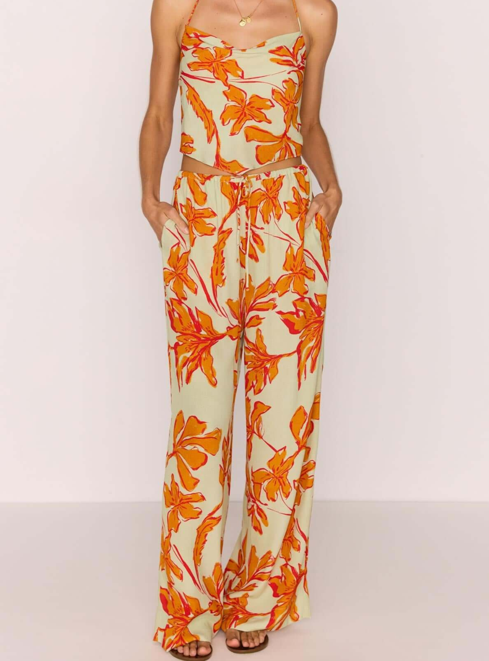 Estelle Drawstring Pant - Mint Floral