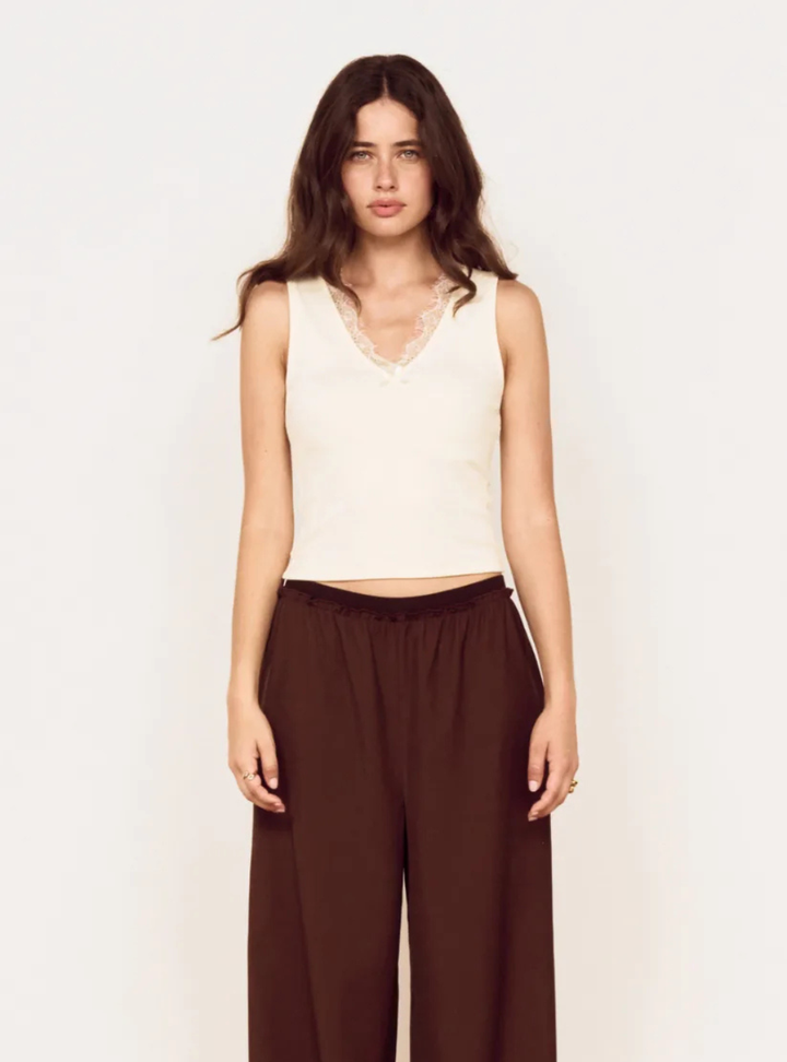 Romilly Lace Trim Tank - Cream