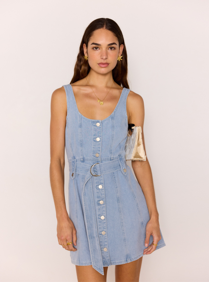 Safir Denim Mini Dress - Light Blue
