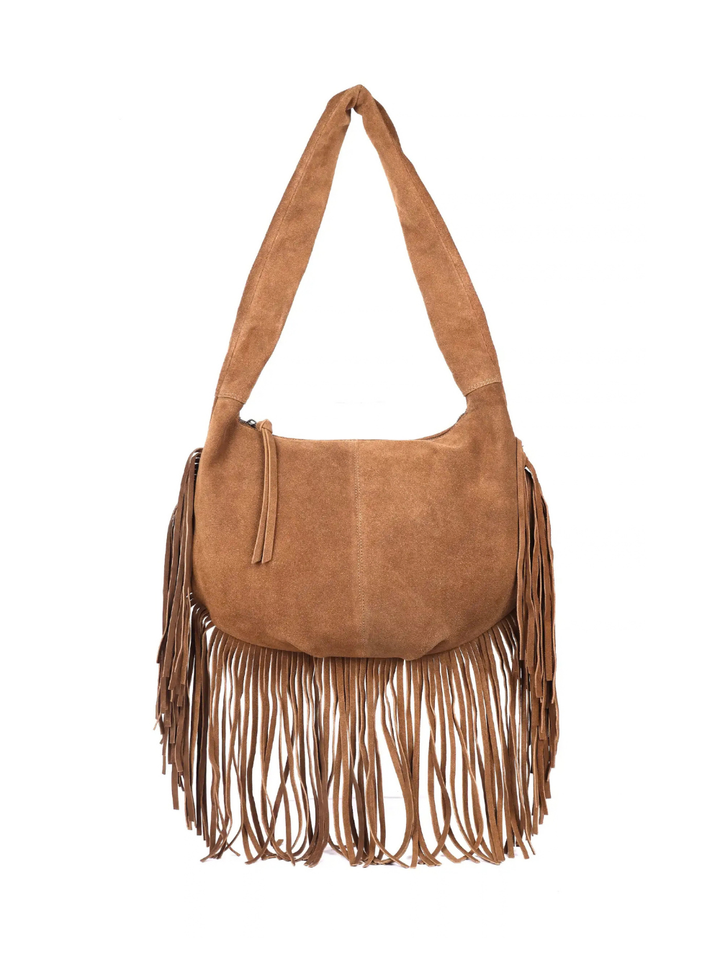 Alexis Suede Fringe Bag - Mocha