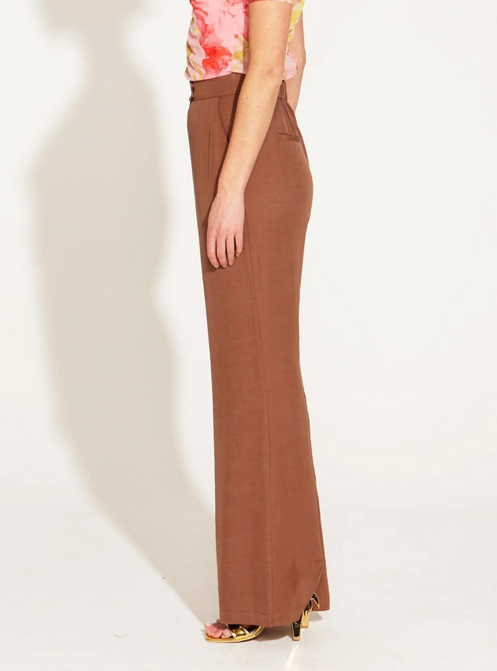 One And Only High Waisted Flared Pant - Mocha