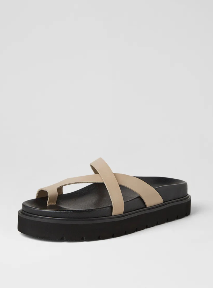 Margee Leather Slides - Latte Black