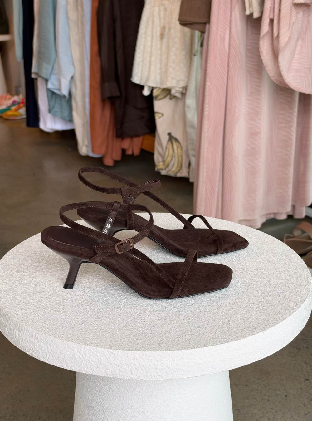 Heressa Leather Sandals - Choc Suede