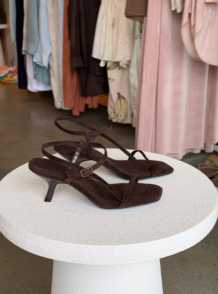 Heressa Leather Sandals - Choc Suede