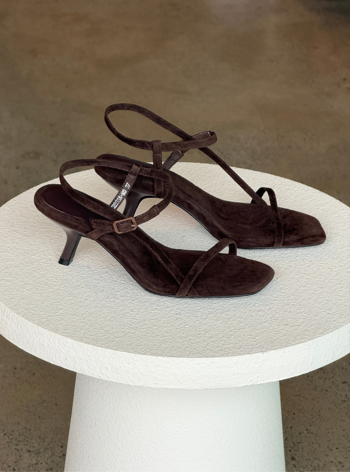 Heressa Leather Sandals - Choc Suede