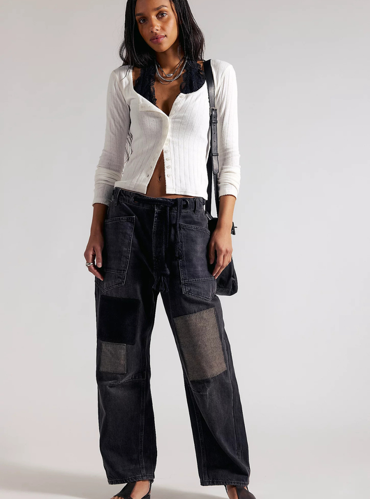 Moxie Pull-On Barrel Jeans - Night Hawk