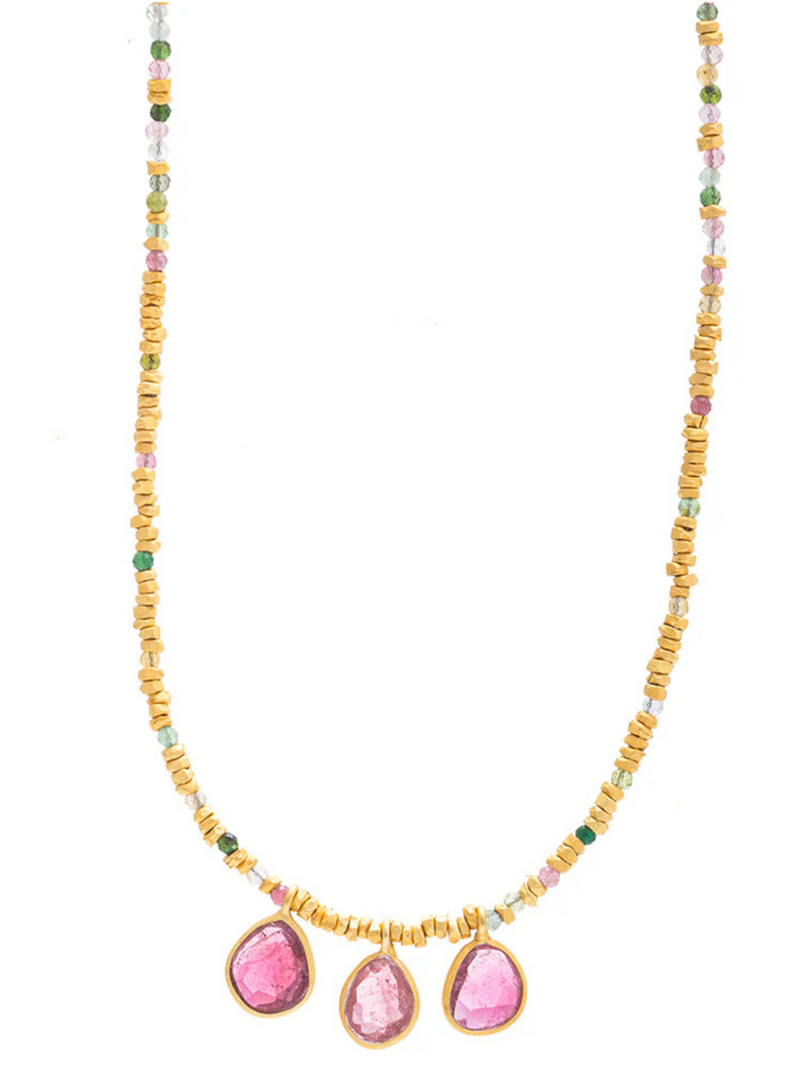 Multi Tourmaline & Pink Tourmaline Pendant Necklace