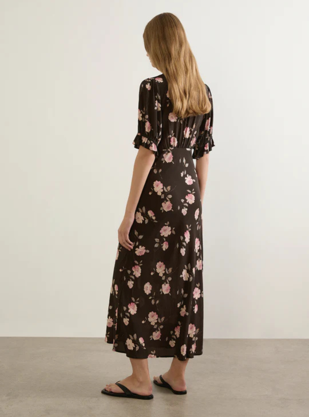 Myles Midi Dress - Charcoal Nova Rose