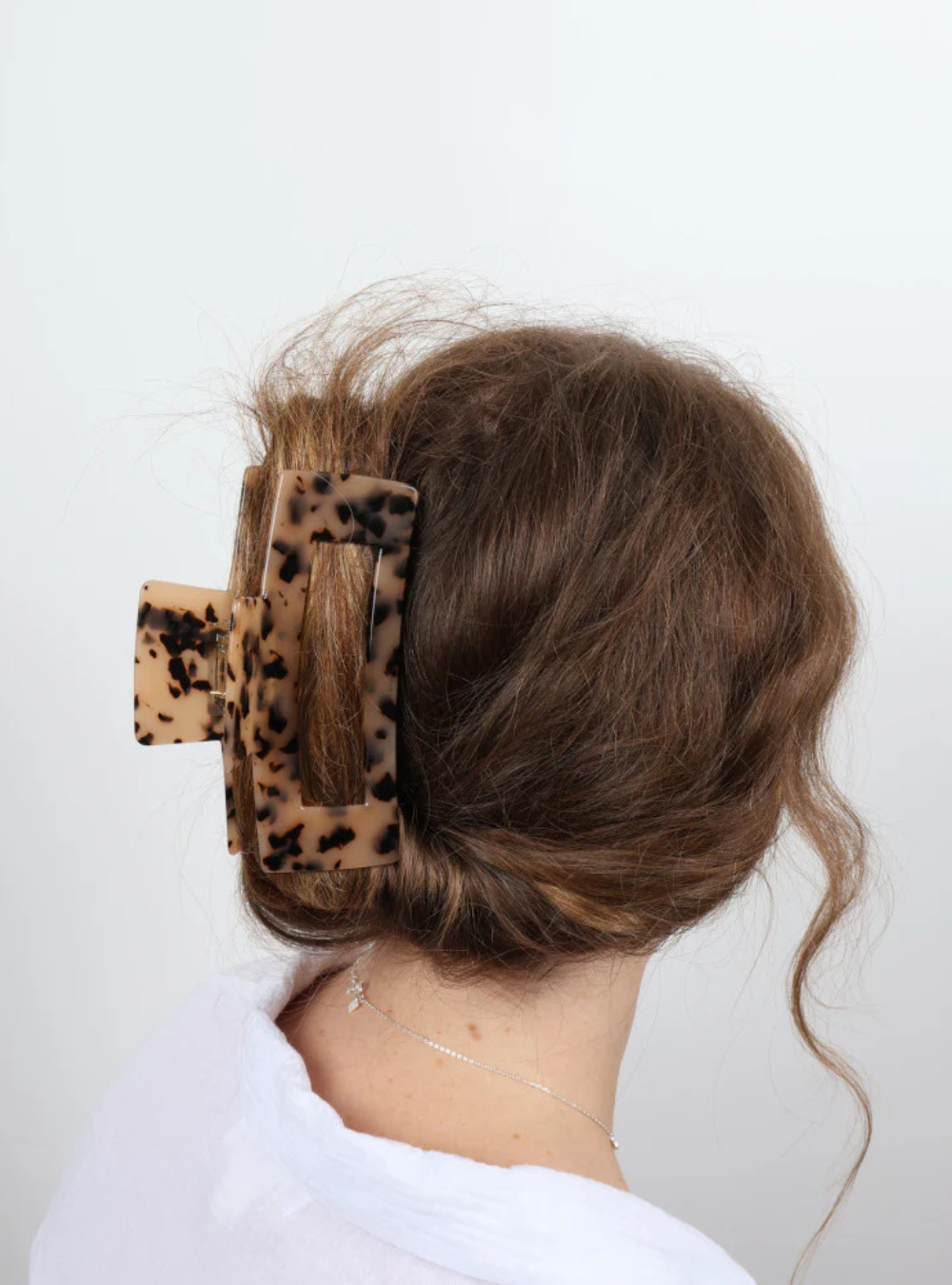 Claw Clip Acetate Jumbo Elongated Rectangle - Leopard