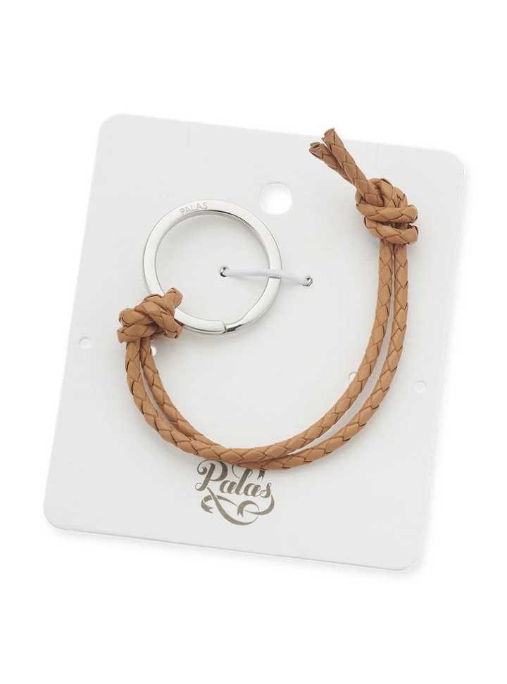Natural Leather Plaited Leather Keyring