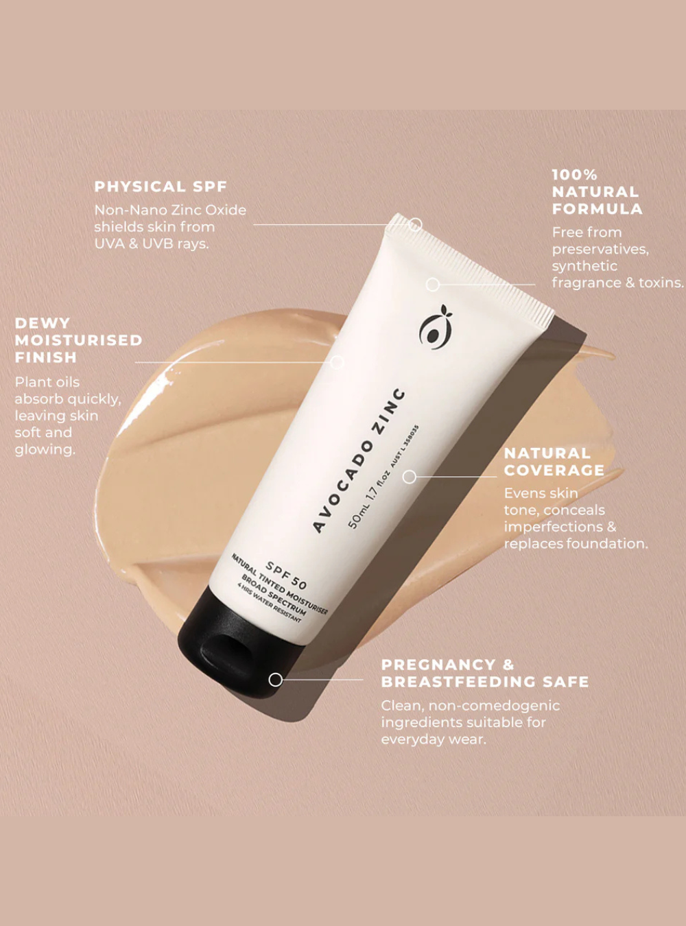 SPF 50 Natural Tinted Moisturiser: Medium-Dark