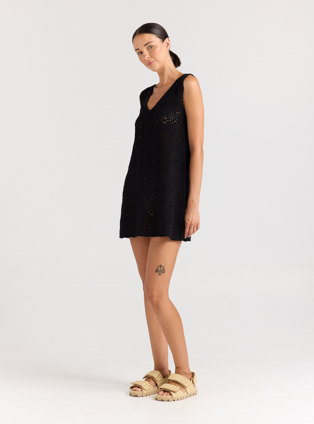 Messina V Knit Dress - Black