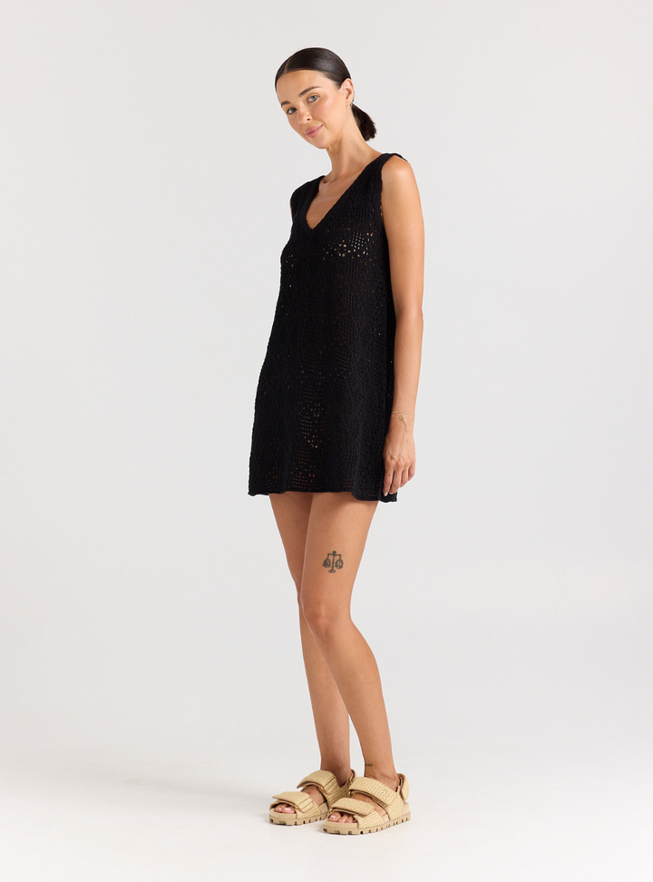 Messina V Knit Dress - Black