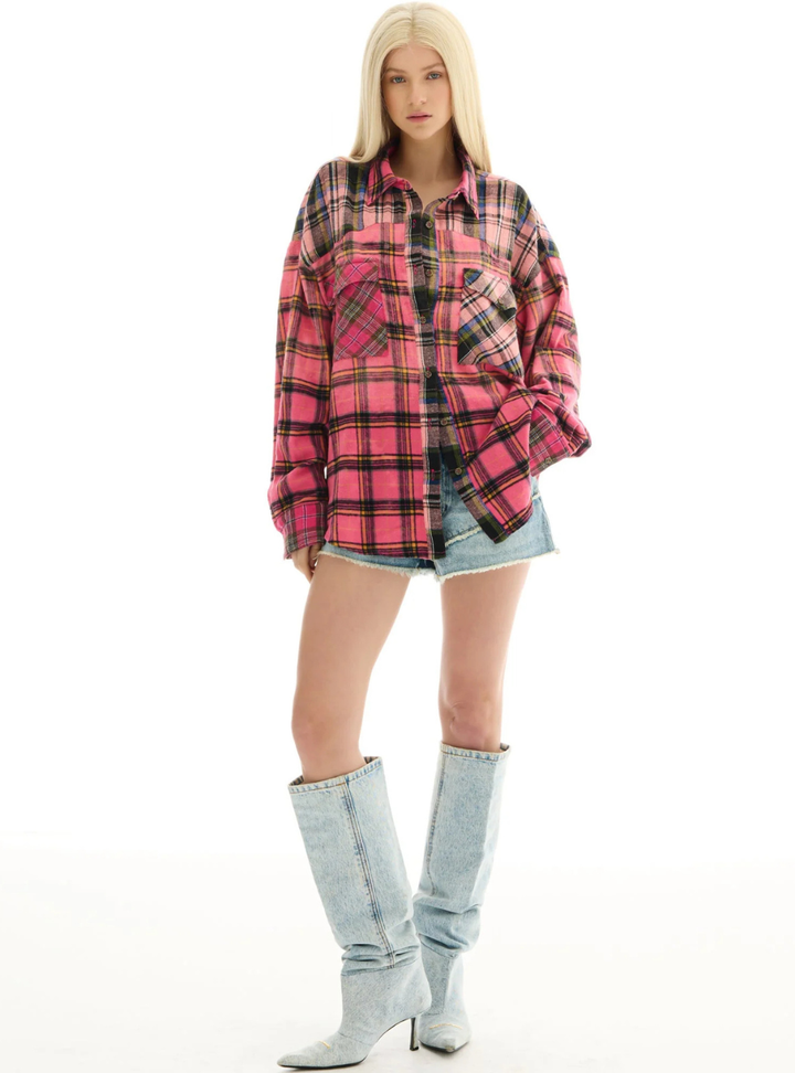 Summer Nights Western Flannel Shirt - Pink