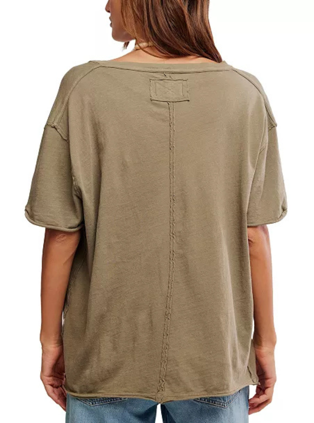 Nina V-Neck Tee - Olive Stone