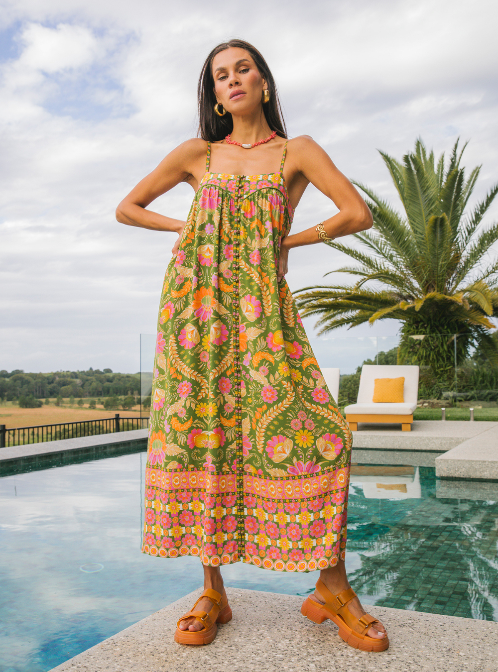 Estella Midi Dress - Guava