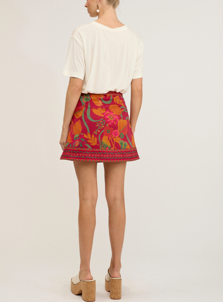 Folk Mini Skirt - Ruby Rhapsody