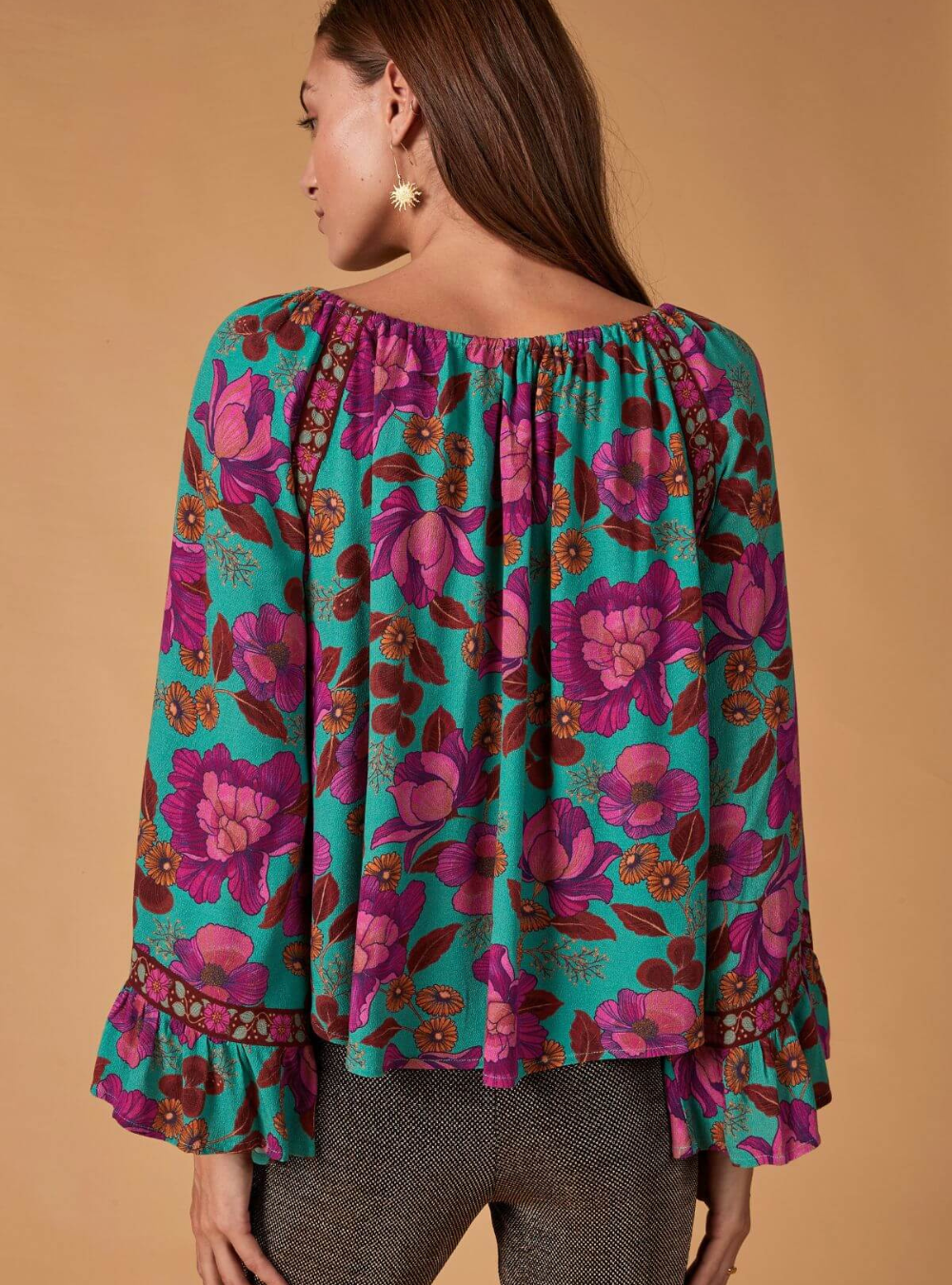 Maven Blouse - Teal Bouquet