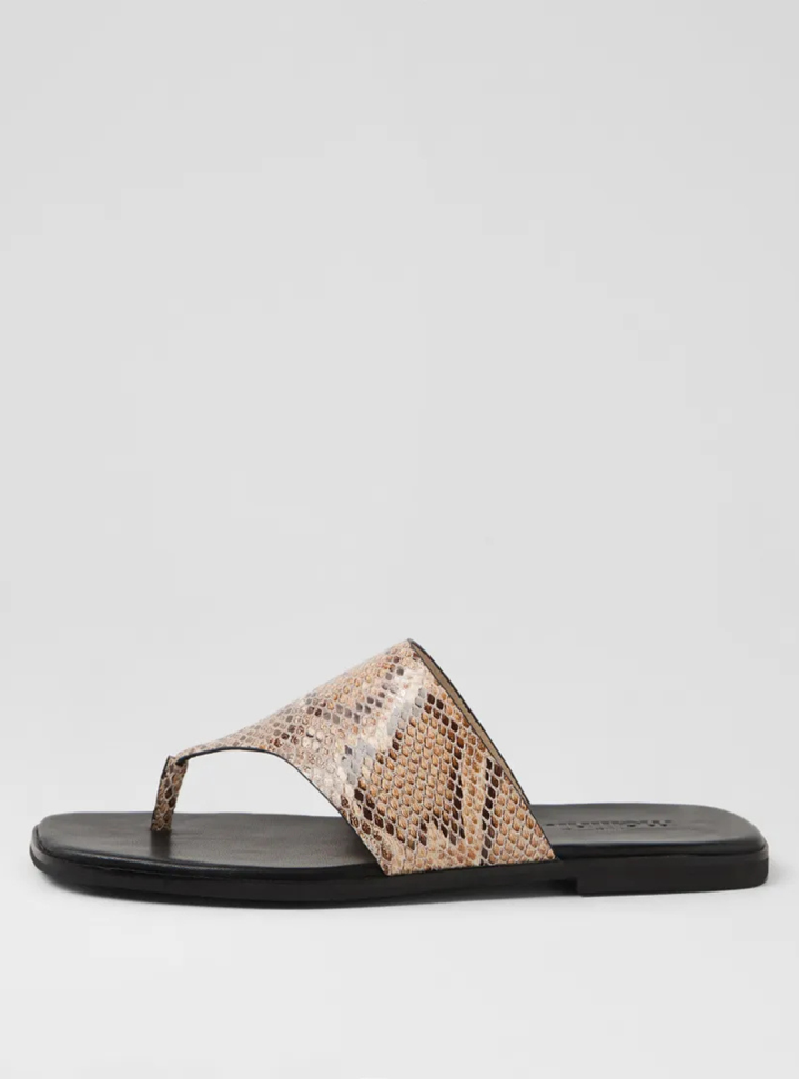 Amii Leather Sandals - Nude Snake