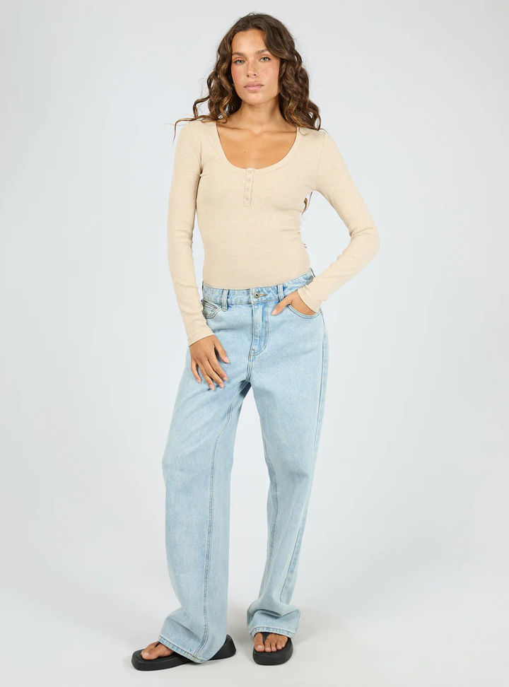 Sia Rib Long Sleeve Top - Oat