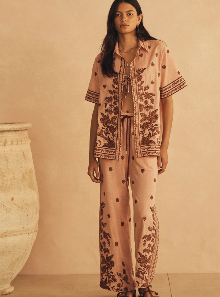 Infiorata Embroidered Straight Leg Pant