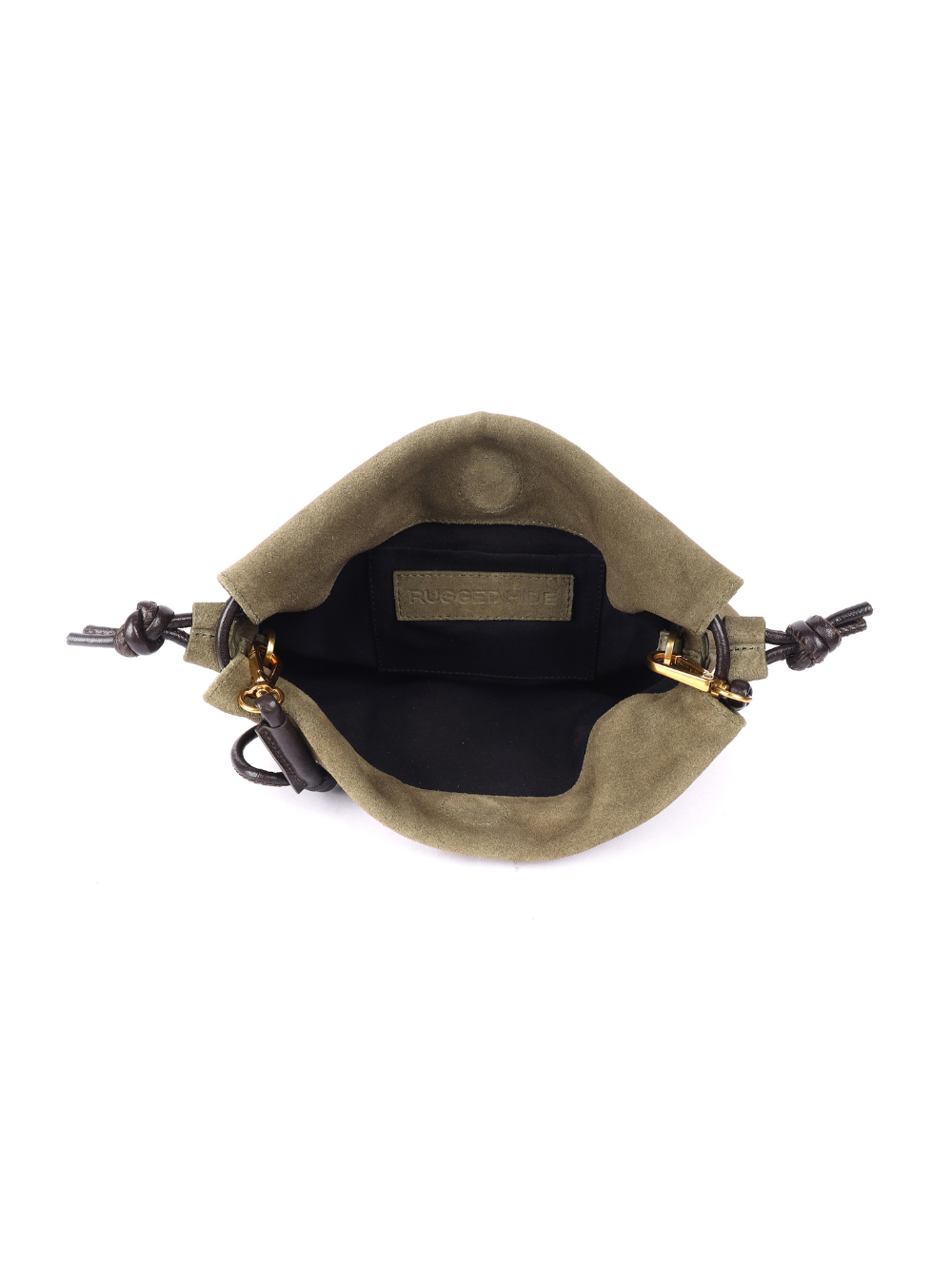 Gracie Suede Drawstring Bag - Dark Olive