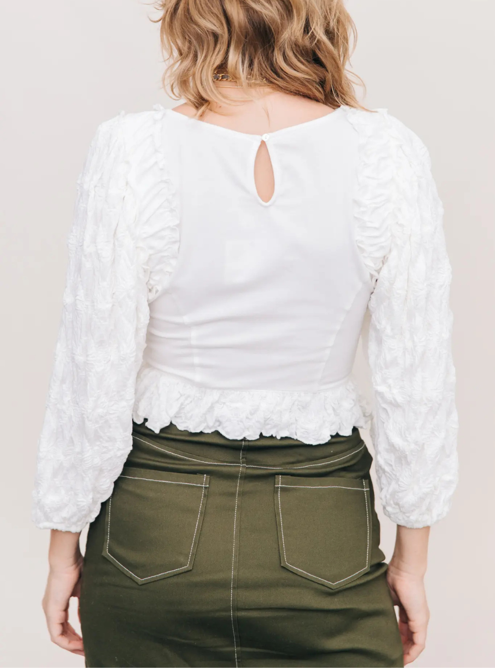 Olivia Puff Sleeve Top - Optic White