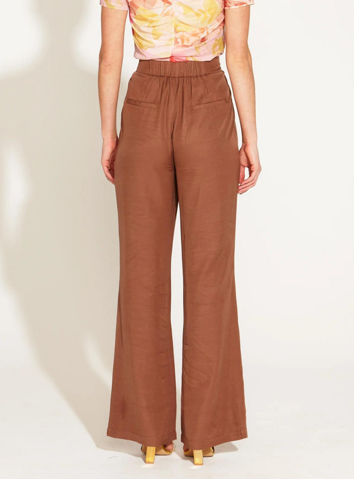 One And Only High Waisted Flared Pant - Mocha